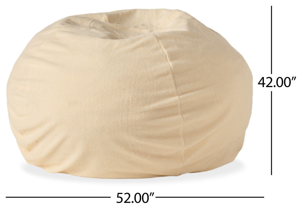 Achille Modern Shearling 5 Foot Bean Bag, Cream