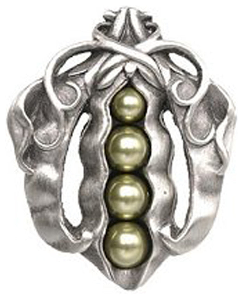 Pearly Peapod Knob Antique Brass, Antique Pewter