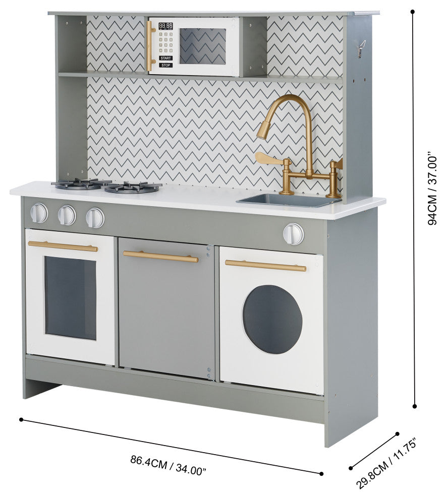 Little Chef Berlin Modern Play Kitchen, Grey