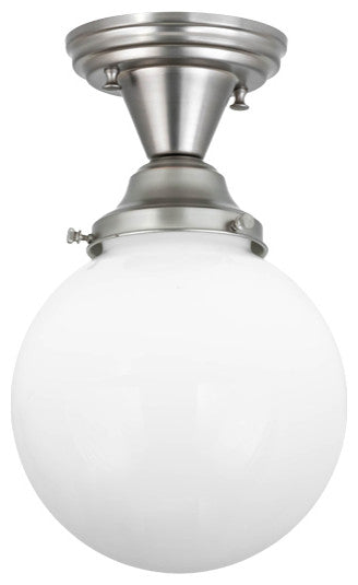 8W Revival Schoolhouse White Globe Flushmount
