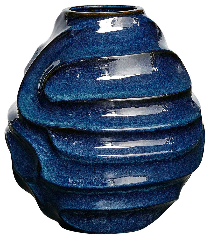 Uttermost Helix Swirl Blue Outdoor Vase