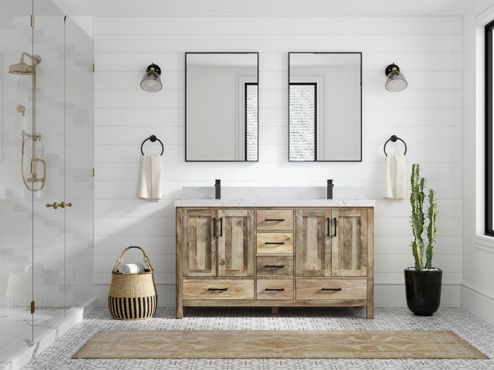 Malibu Mango 60 Double Sink Bathroom Vanity in Natural 2" Empira Quartz