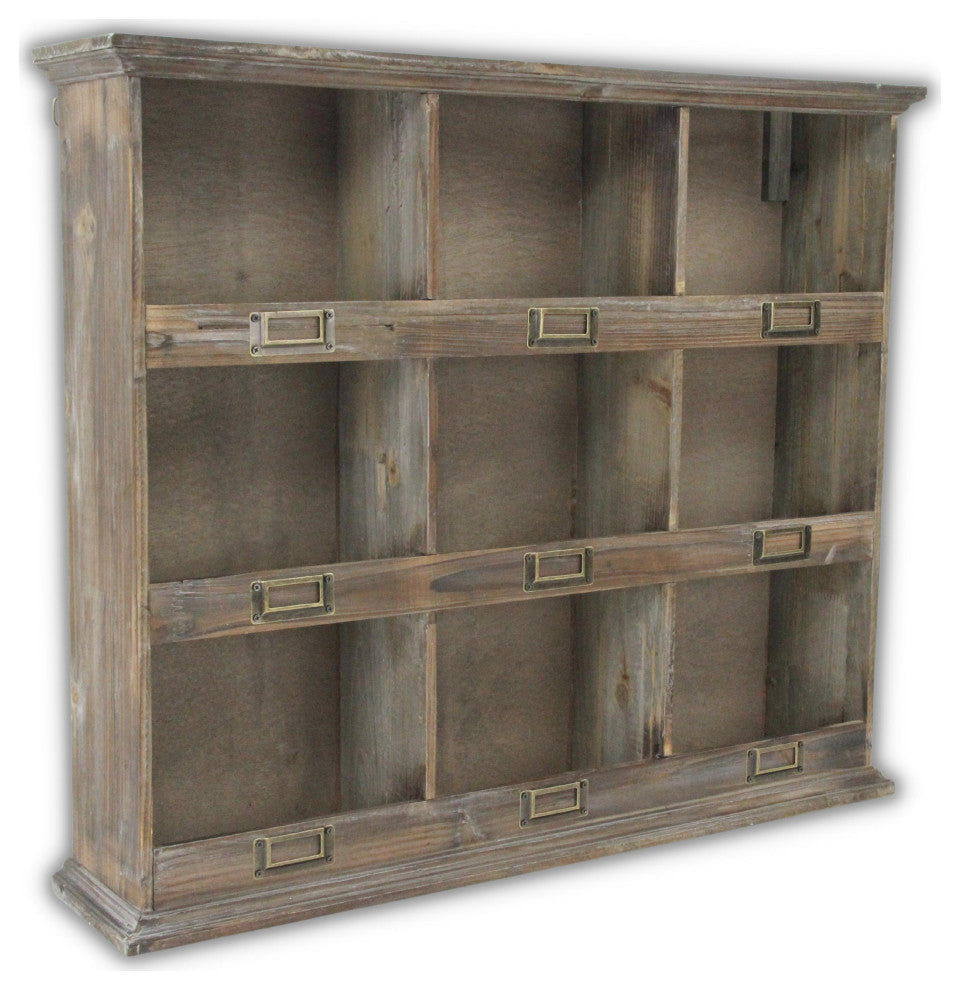 9-Cubby Wooden Wall Organizer