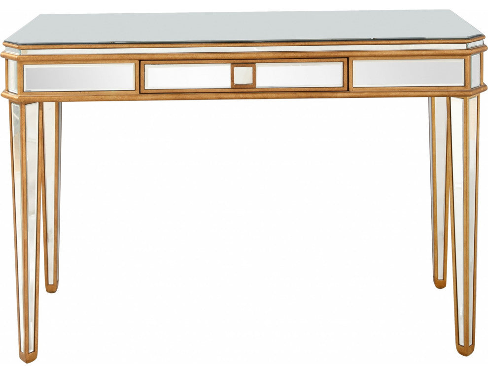 Antiqued Gold Finish Console Table