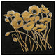 "Gold Black Line Poppies I v2" Digital Paper Print by Shirley Novak, 38"x38"