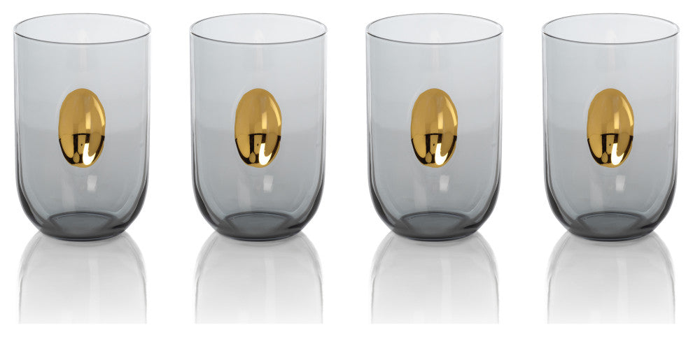 Ambrosi Tumbler with Gold Accent, Set of 4, Gray