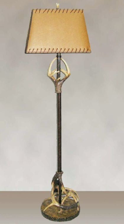61" Polyresin Floor Lamp with Fabric Shade, Antler Brown