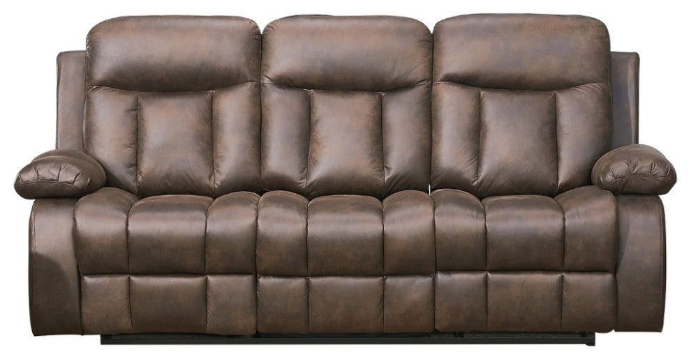 Betsy Furniture Microfiber Reclining Sofa, Brown