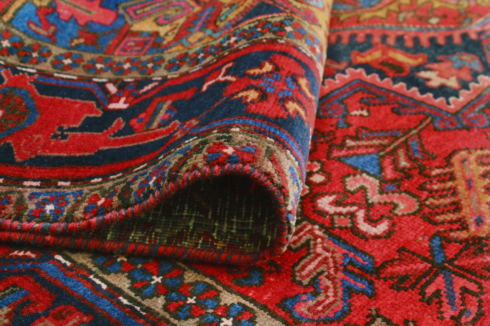 Fine Vintage Heriz Masamba Red/Navy Rug, 7'5 x 9'11