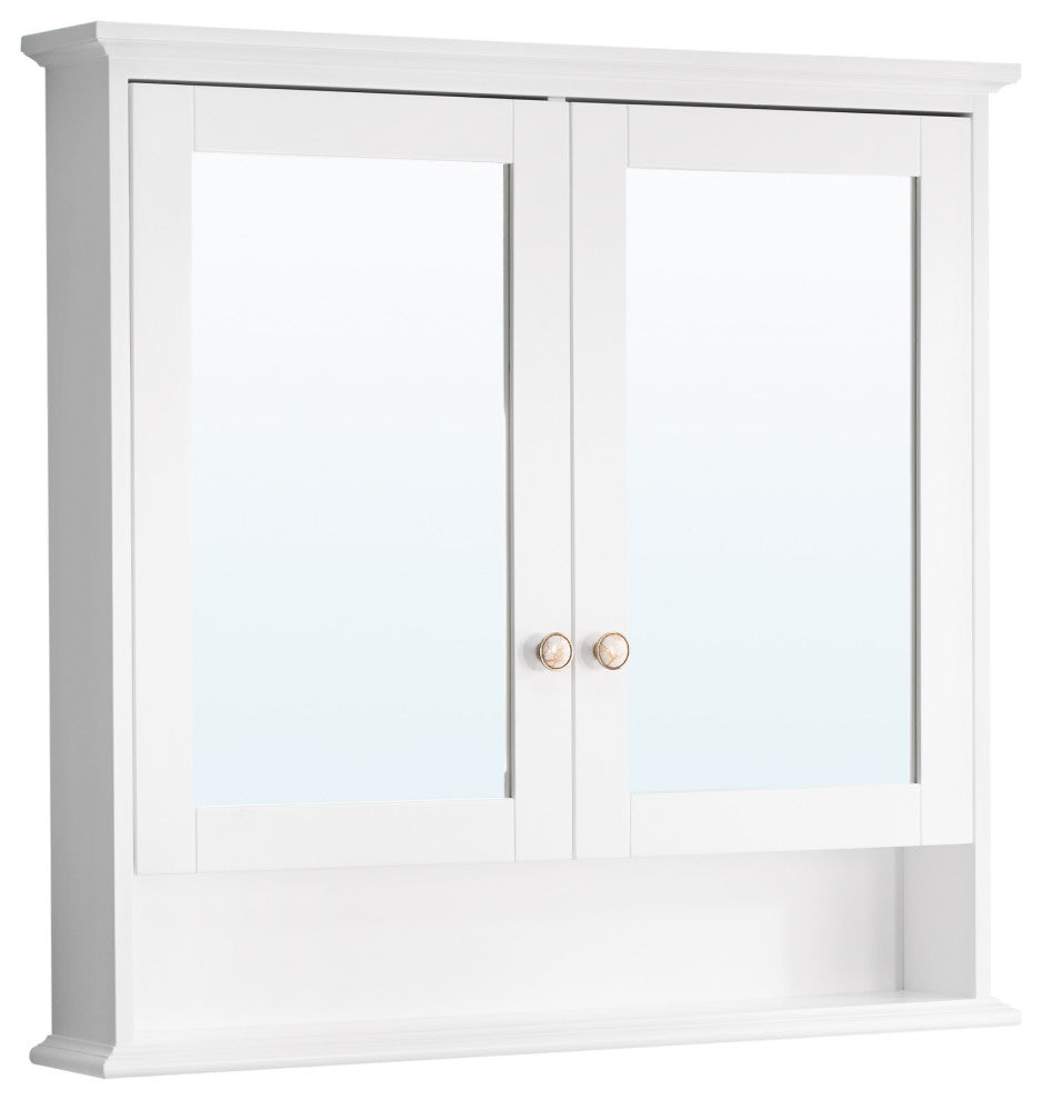 Handmade Wall-Mounted Medicine Cabinet, White, 36"x34", Double Doors