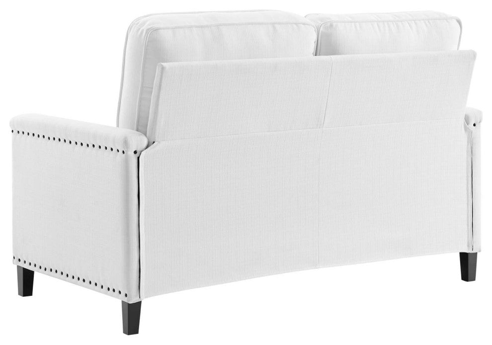 Loveseat Sofa, Fabric, White, Modern, Living Lounge Room Hotel Lobby Hospitality