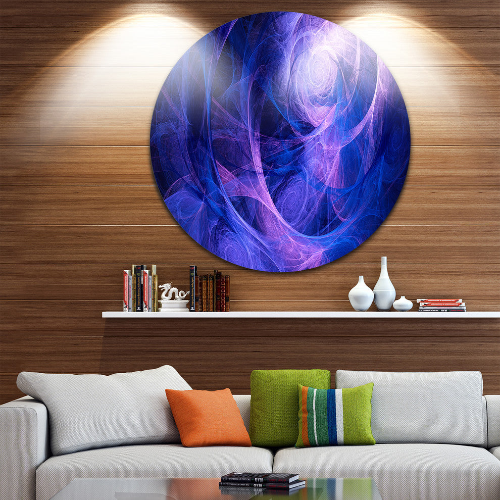 Bright Blue Stormy Sky, Abstract Digital Art Disc Metal Wall Art, 23"
