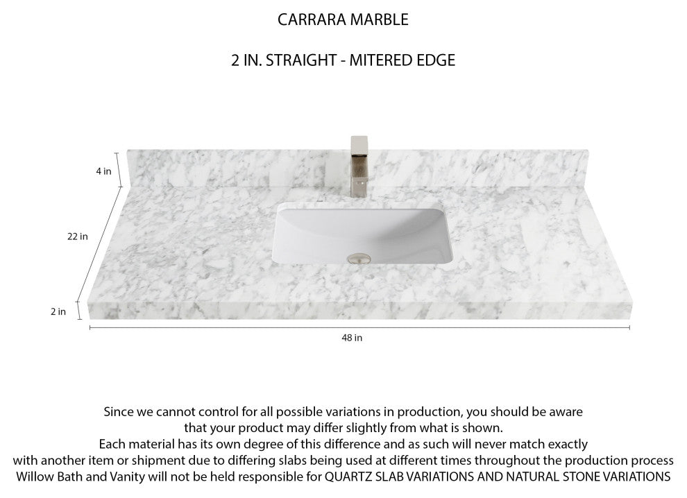 Malibu Mango 48 Single Sink Bath Vanity in White Washed 2" Carrara Marble