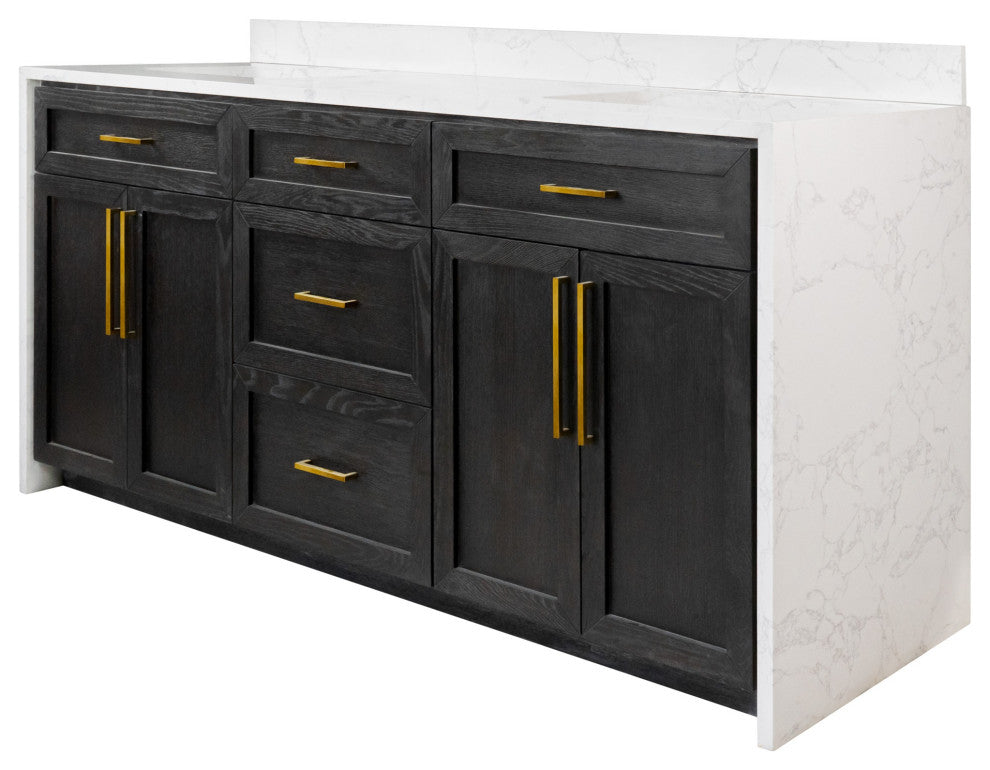 Palisade 72" Bathroom Vanity, Dark Oak, Engineered Marble