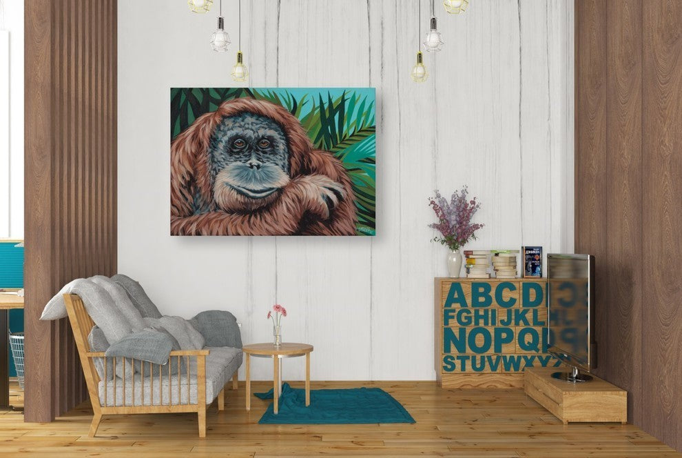 Jungle Monkey I' by Carolee Vitaletti Giclee Canvas Wall Art, 34"x26"