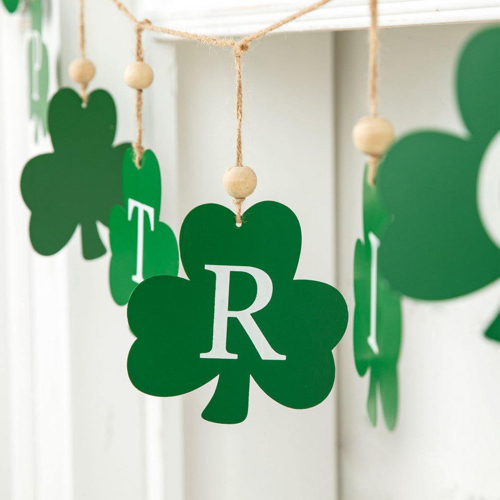 6' Metal Shamrocks Garland