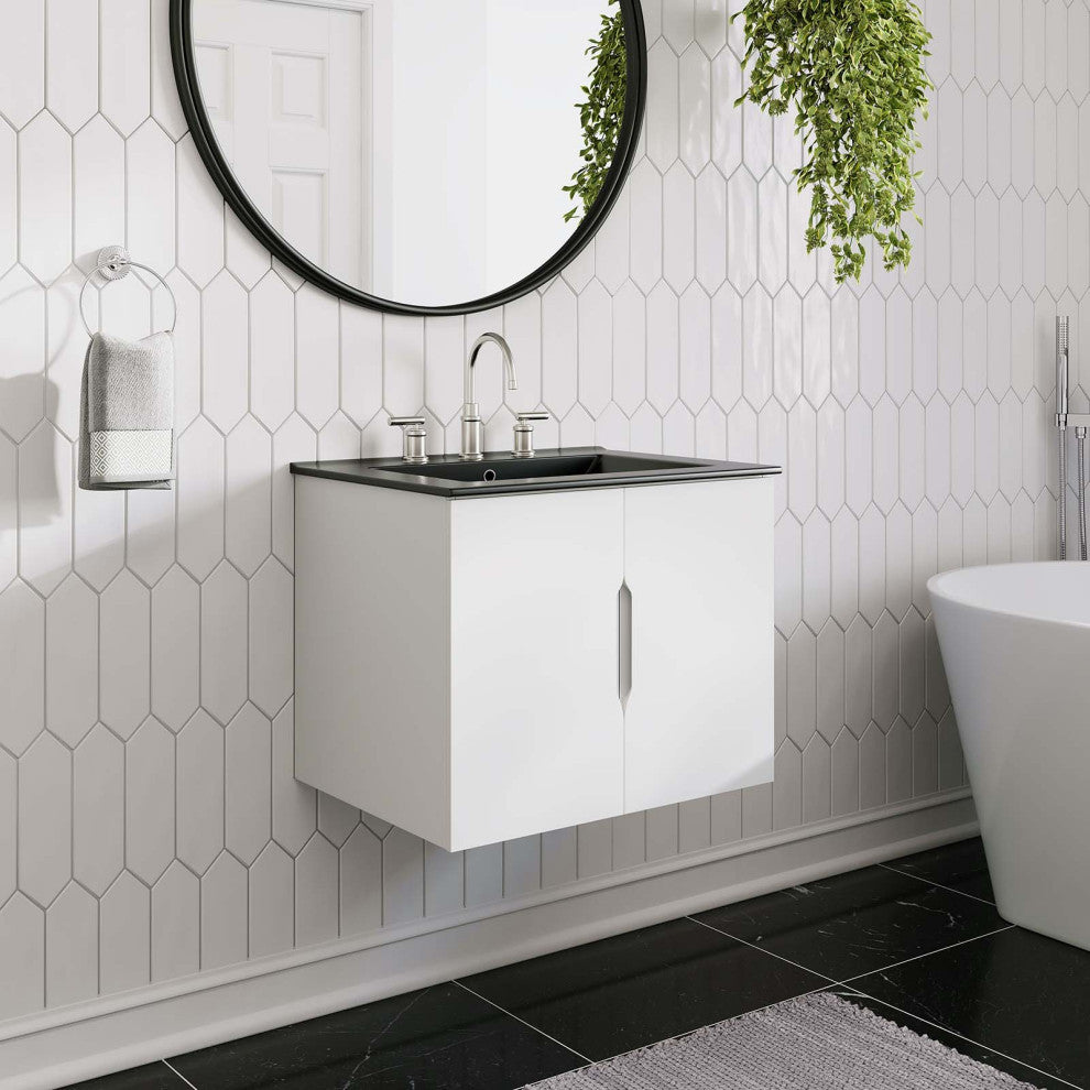 Vitality 24" Bathroom Vanity, White Black