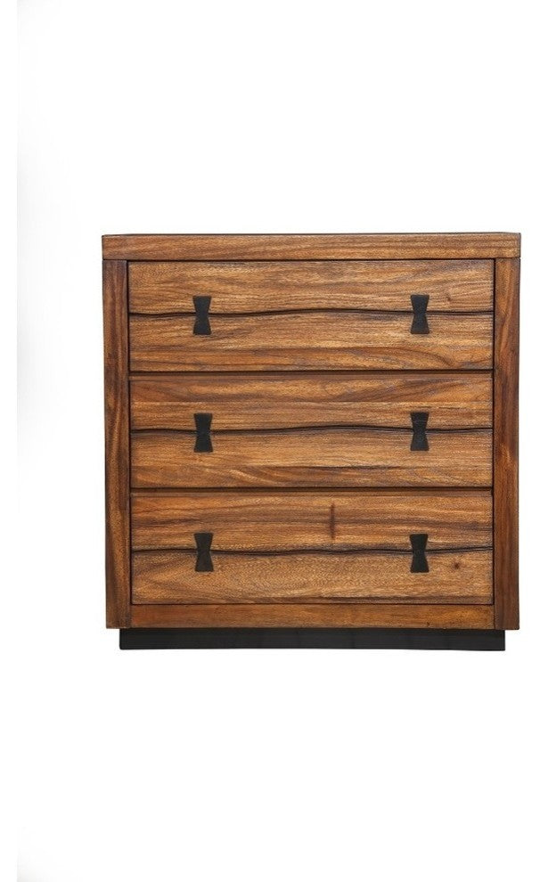 3 Drawer Mahogany Wood Chest With Storage Brown