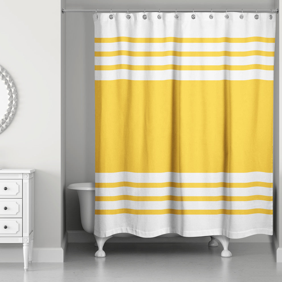 Farmhouse Stripe Shower Curtain, Yellow
