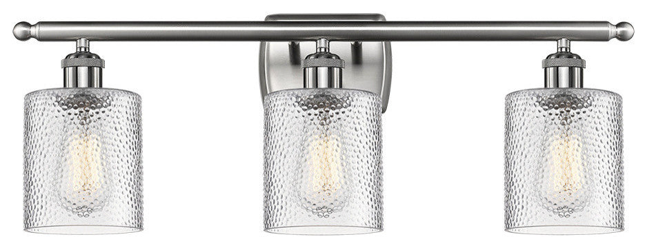 Cobbleskill 3-Light LED Bath Fixture, Brushed Satin Nickel, Glass: Clear