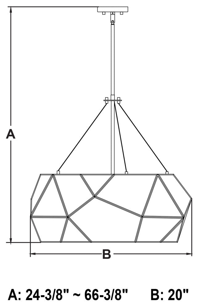 Euclid 20" 3 Light Pendant Black