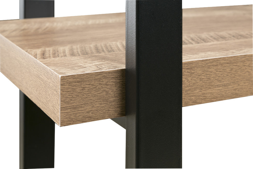 Bourbon Foundry 4-Tier Bookshelf, Wood And Black Steel
