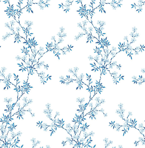 Modern Floral Vine Wallpaper, Blue, Bolt