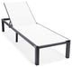 LeisureMod Marlin Patio Chaise Lounge Chair With Black Frame, White