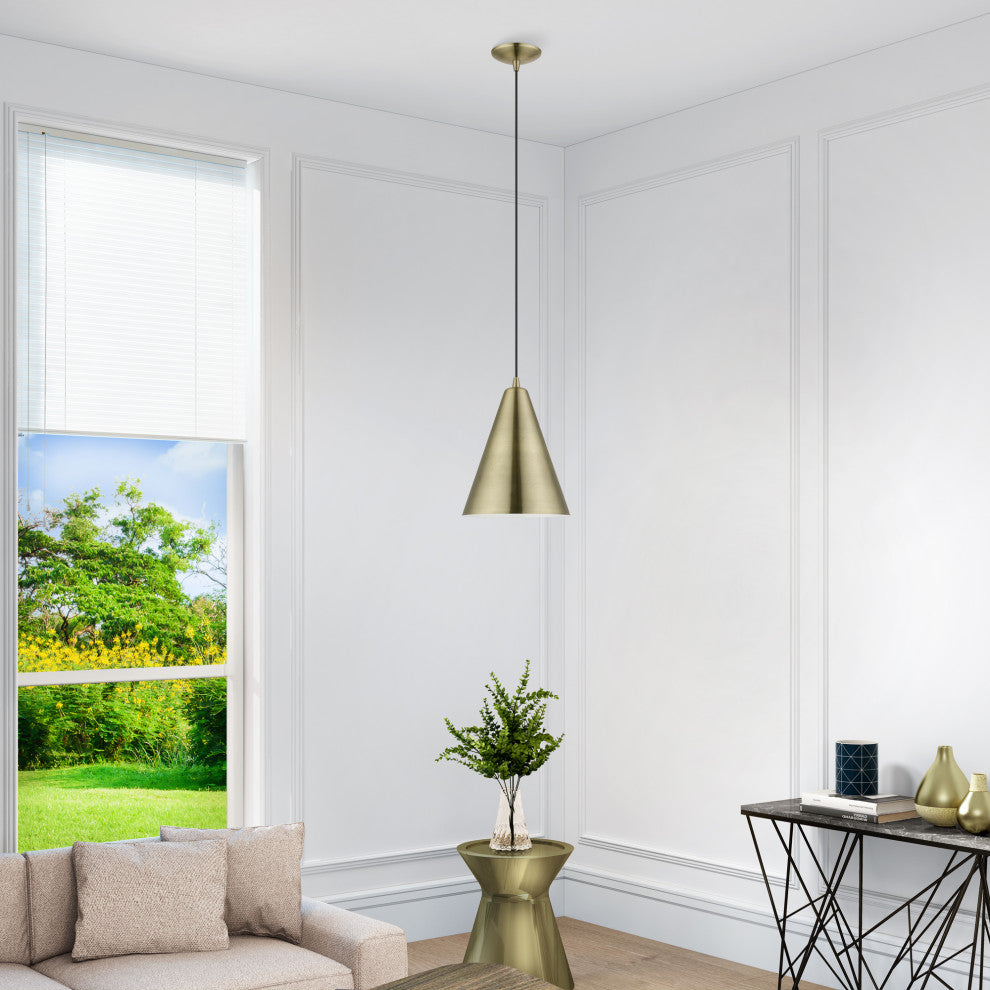 Livex Lighting 1 Light Antique Brass Pendant