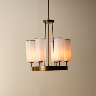 Kingdom Glass 6-Light Chandelier, Antique Brass