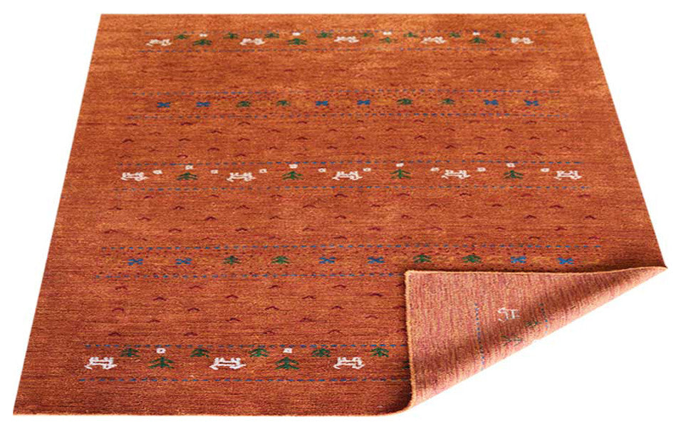 HAND KNOTTED LOOM SILK ECO-FRIENDLY AREA RUGS -8'x8',Square,Orange,Contemporary
