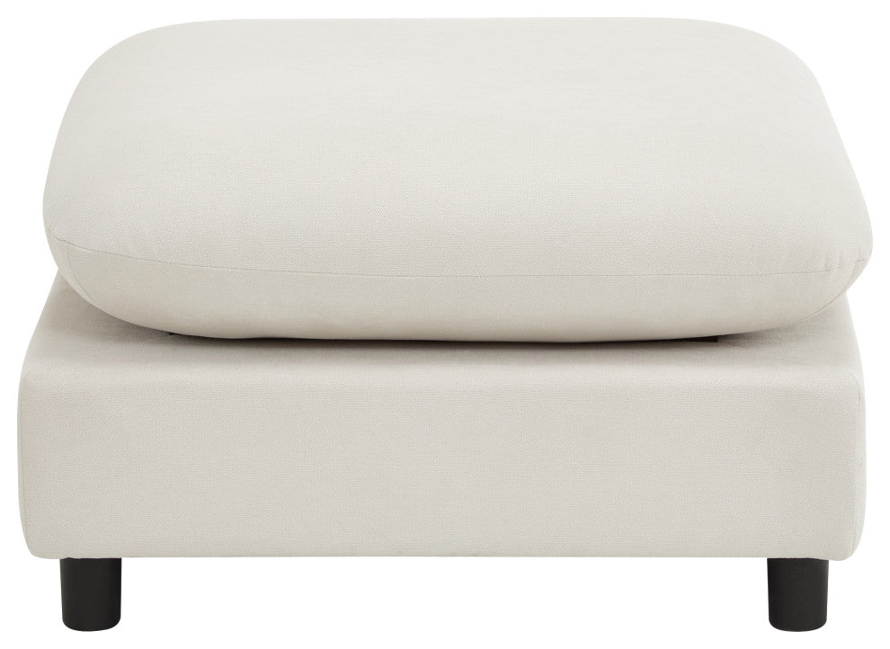 GDF Studio Upholstered Modular Sectional Sofa Set, White Sand, 4 Seater With Ottoman