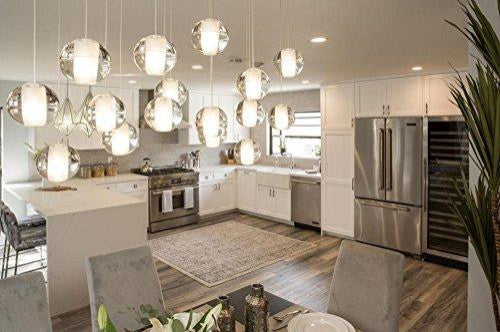 16-Light LED Rectangular Floating Clear Glass Ball Chandelier