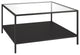 32" Black Glass And Steel Square Coffee Table With Shelf