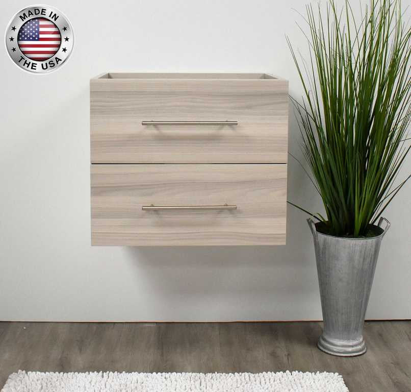 Napa 30" Modern Floating Bathroom Vanity With Round Handles Cabinet Only, Ash Gray