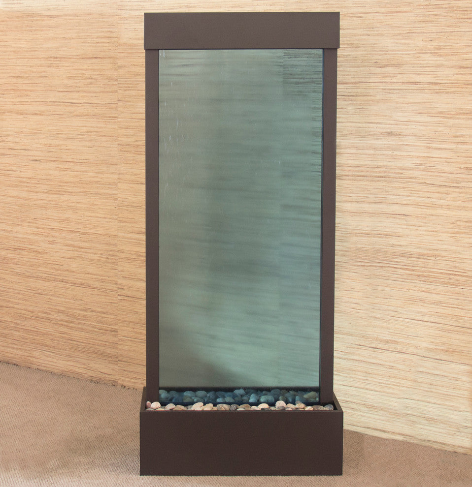Harmony River Center Mount Water Fountain, Blue Glass, Antique Bronze, Standard