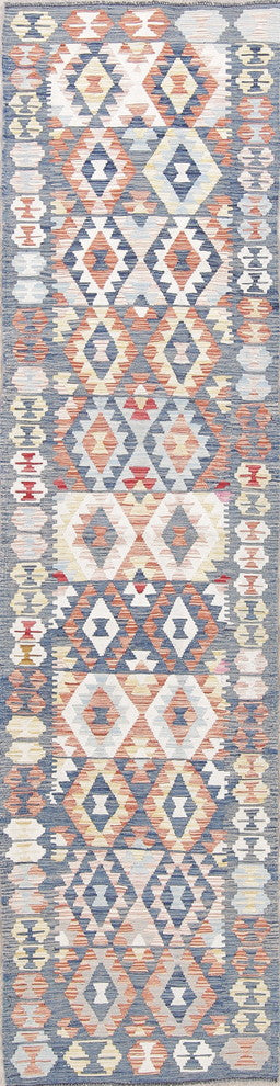 Turkish Flat-Woven Runner Southwestern Kilim 9' Oriental Rug, 9'5"X2'5"