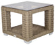 Miami Outdoor End Table With Tempered Glass Top, Palisades Gray