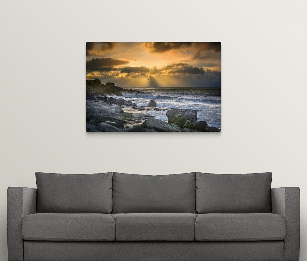 "Lofoten Beach And Stones" Wrapped Canvas Art Print, 48"x32"x1.5"