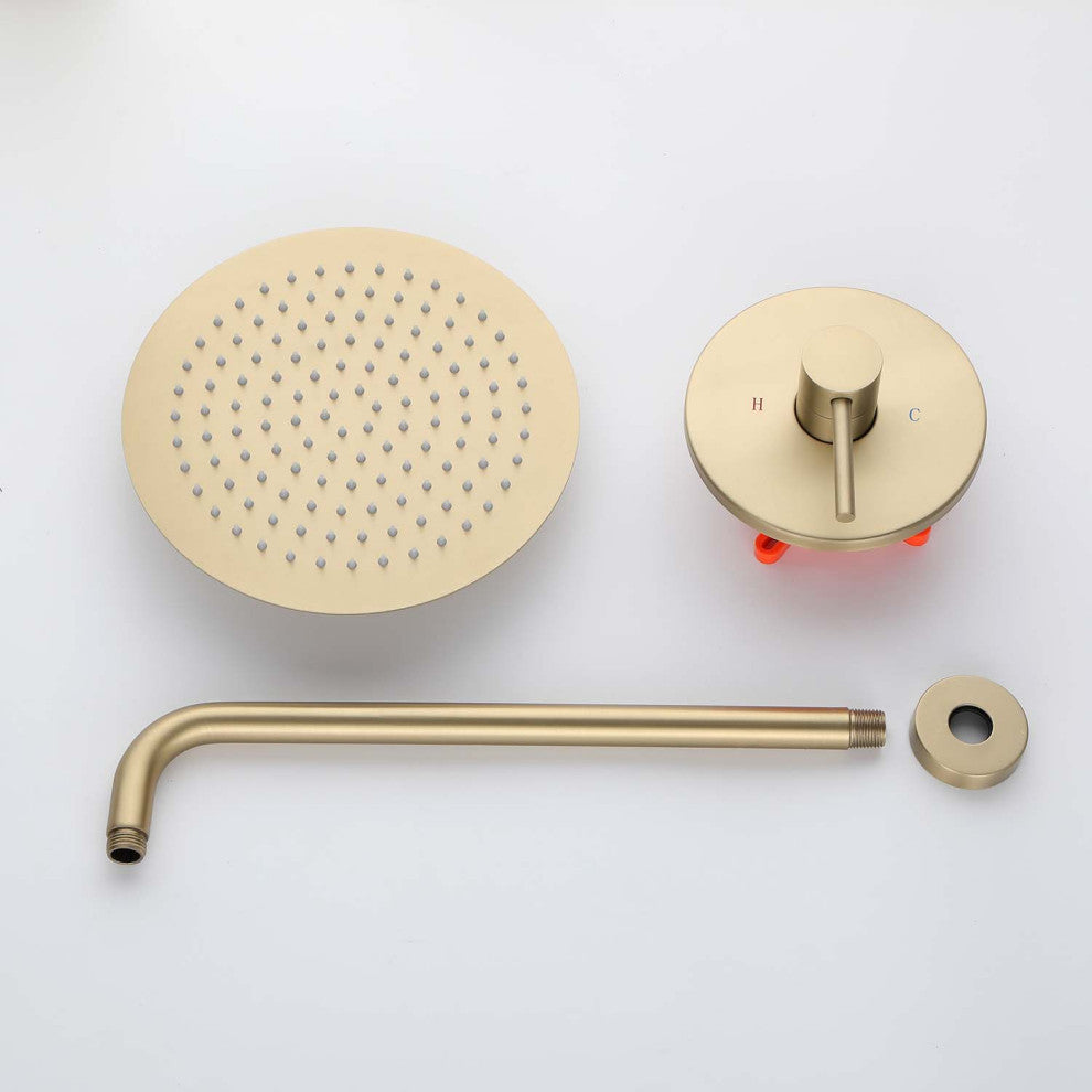 Givingtree Wall Mounted Shower Faucet with High Pressure 10-in,Gold