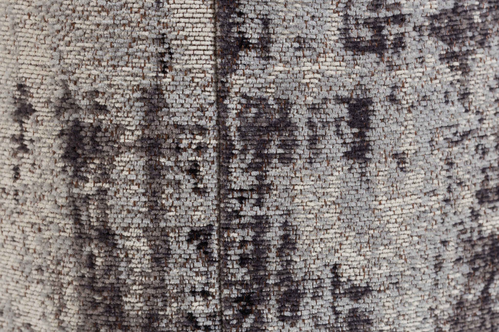 Chenille Cotton Jacquard Pouf - Grey