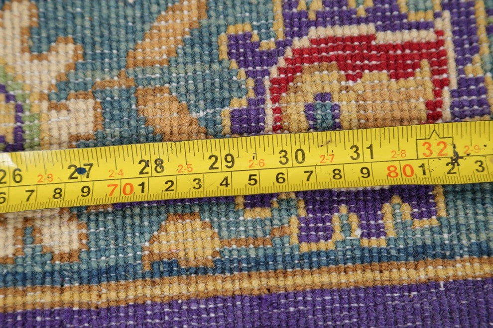 Traditional Wool Pakistani Hand Made Kazak Oriental Area Rug, Purple, 9'7"X6'5"