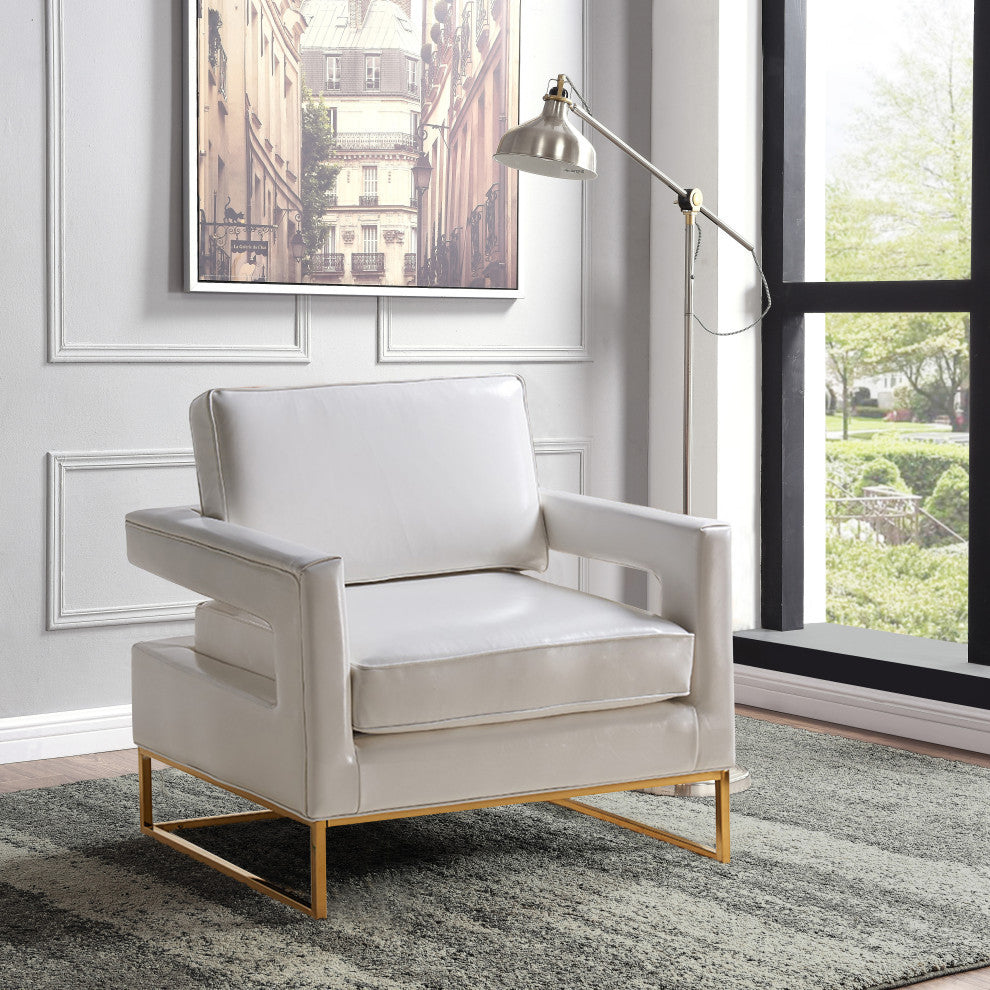 Amelia Faux Leather Accent Chair, White