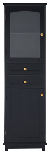 Gewnee 63" Tall Bathroom Storage Cabinet with Glass Doors