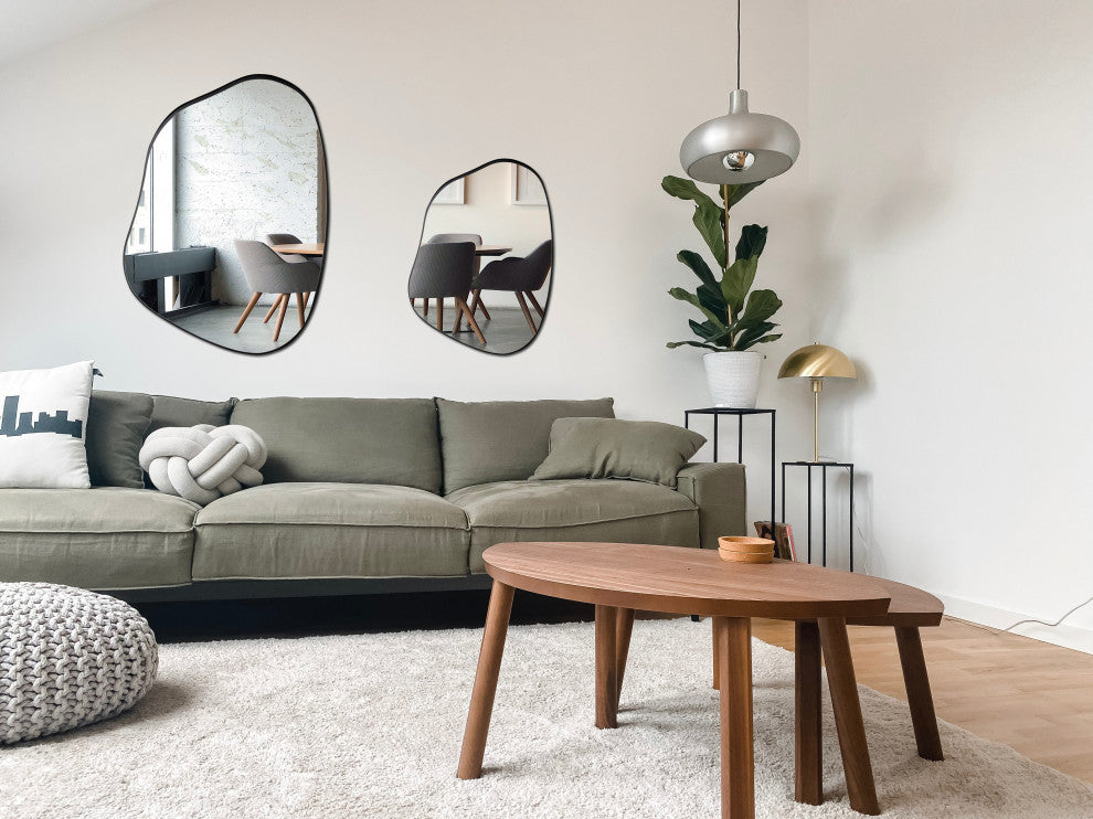 Asymmetrical Mirror, Luxury Decorative Irregular Mirror, 28x20 Black