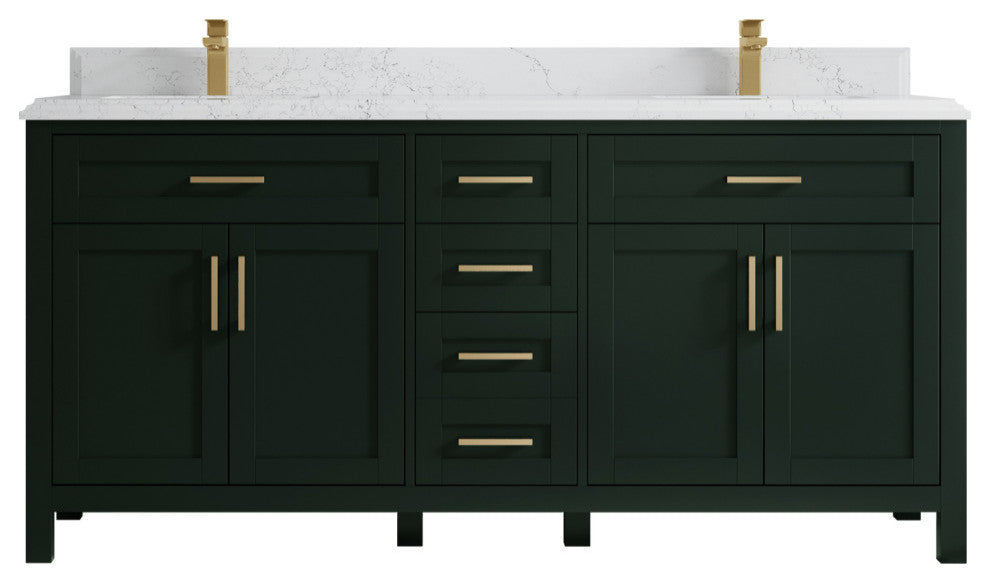 Cambridge 72 Double Sink Bath Vanity in Dark Forest Green 1.5" Empira Quartz