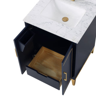 Gracie Bathroom Vanity, Pacific Blue With Carrara Marble, 24"