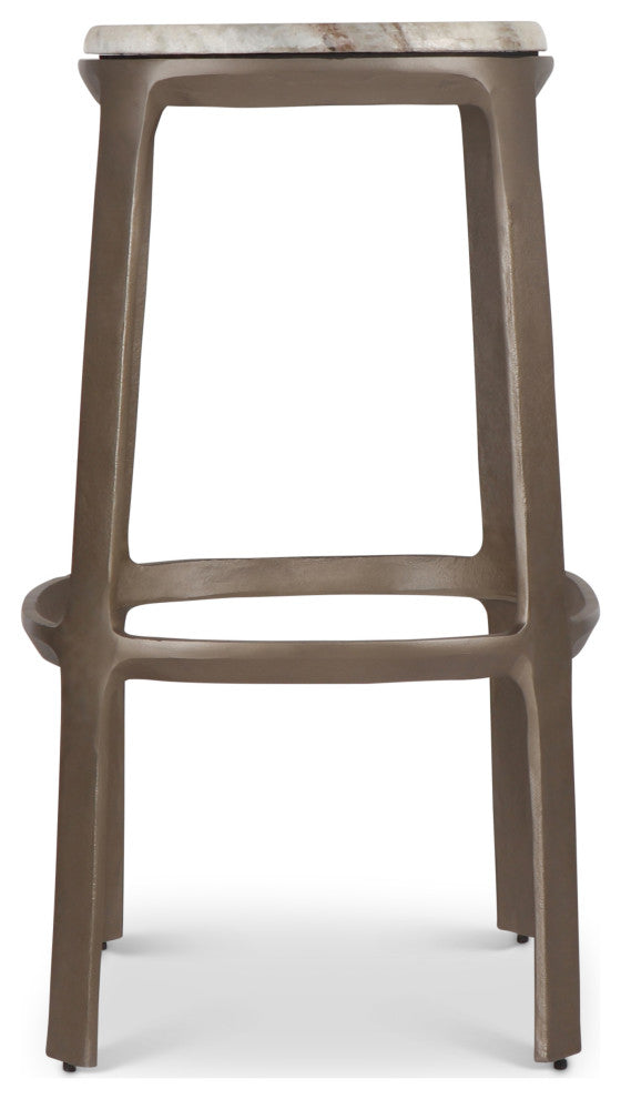 Marbelle Alfie Marble Bar Stool Toronto Sand/Antique Nickel Finish