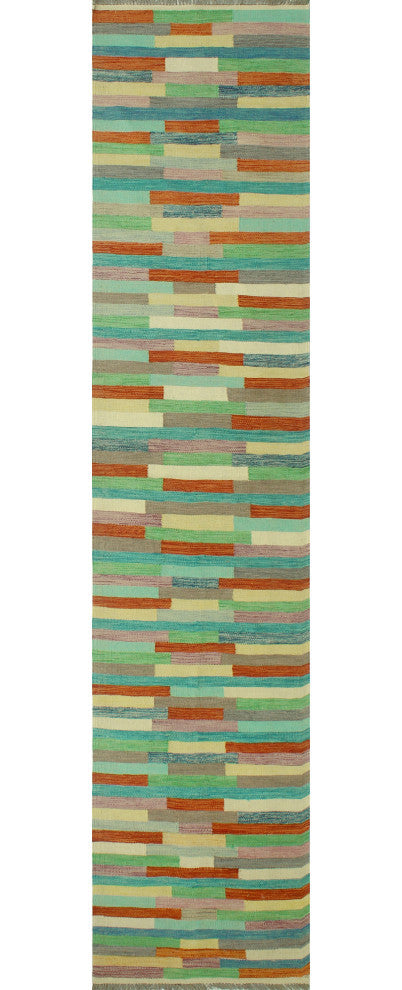 Winchester Kilim Kabir Rust/Beige Runner, 2'8x12'10