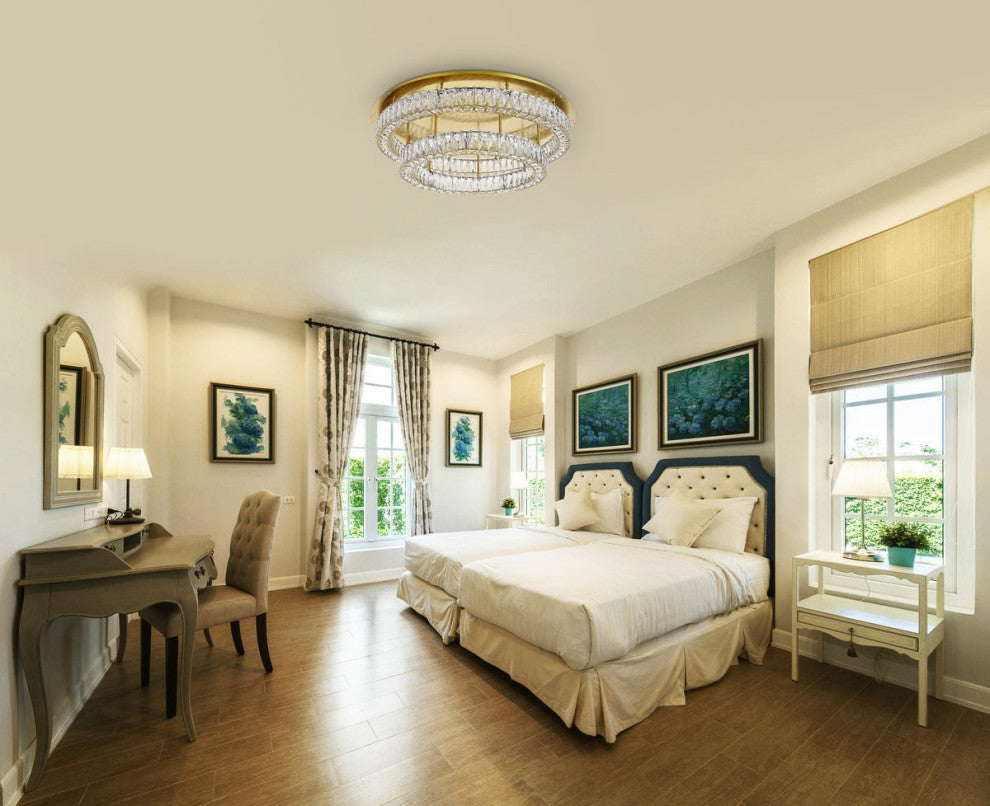 Madeleine LED Light Gold Flush Mount Clear Royal Cut Crystal